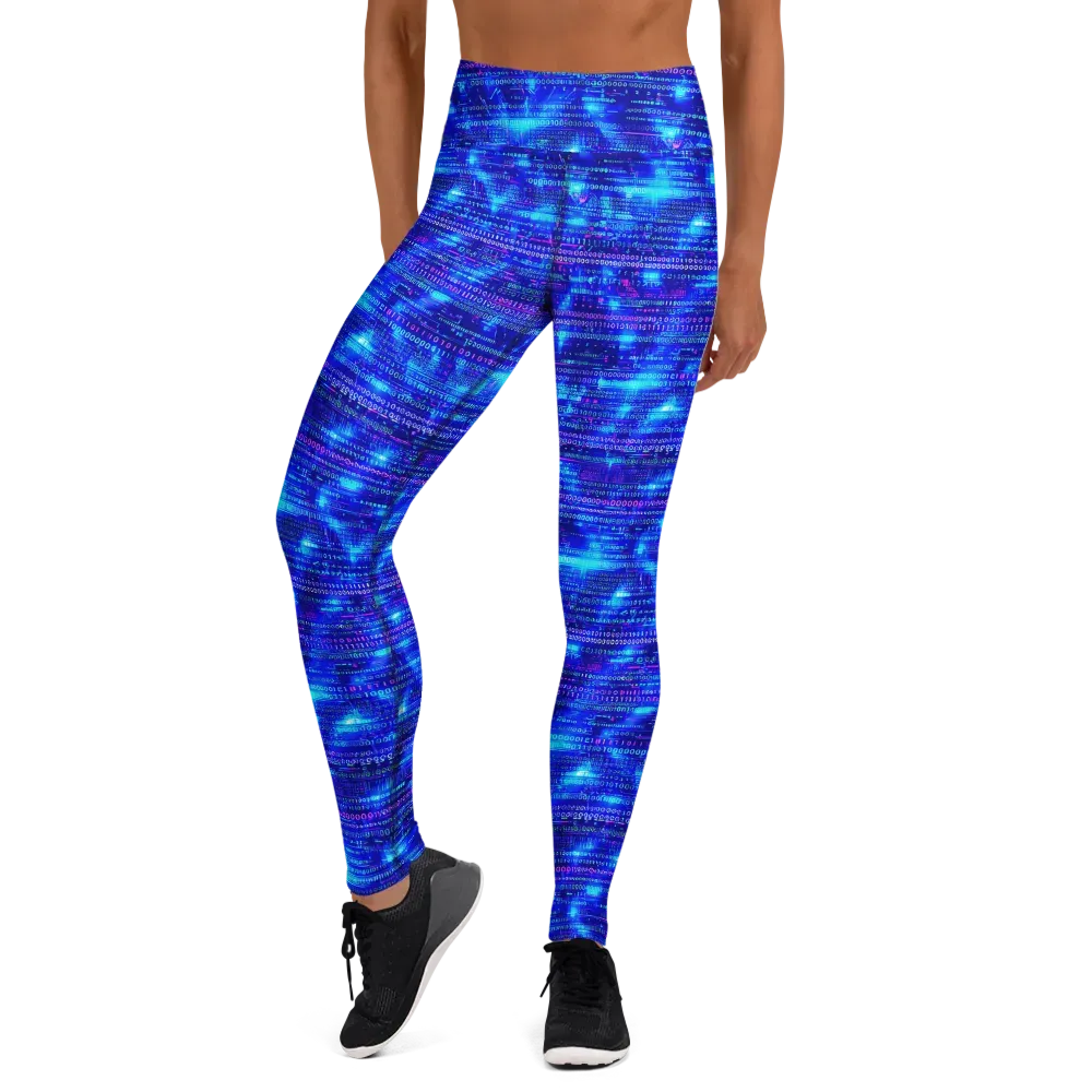 Neon Cipher on Yoga Leggings — Front