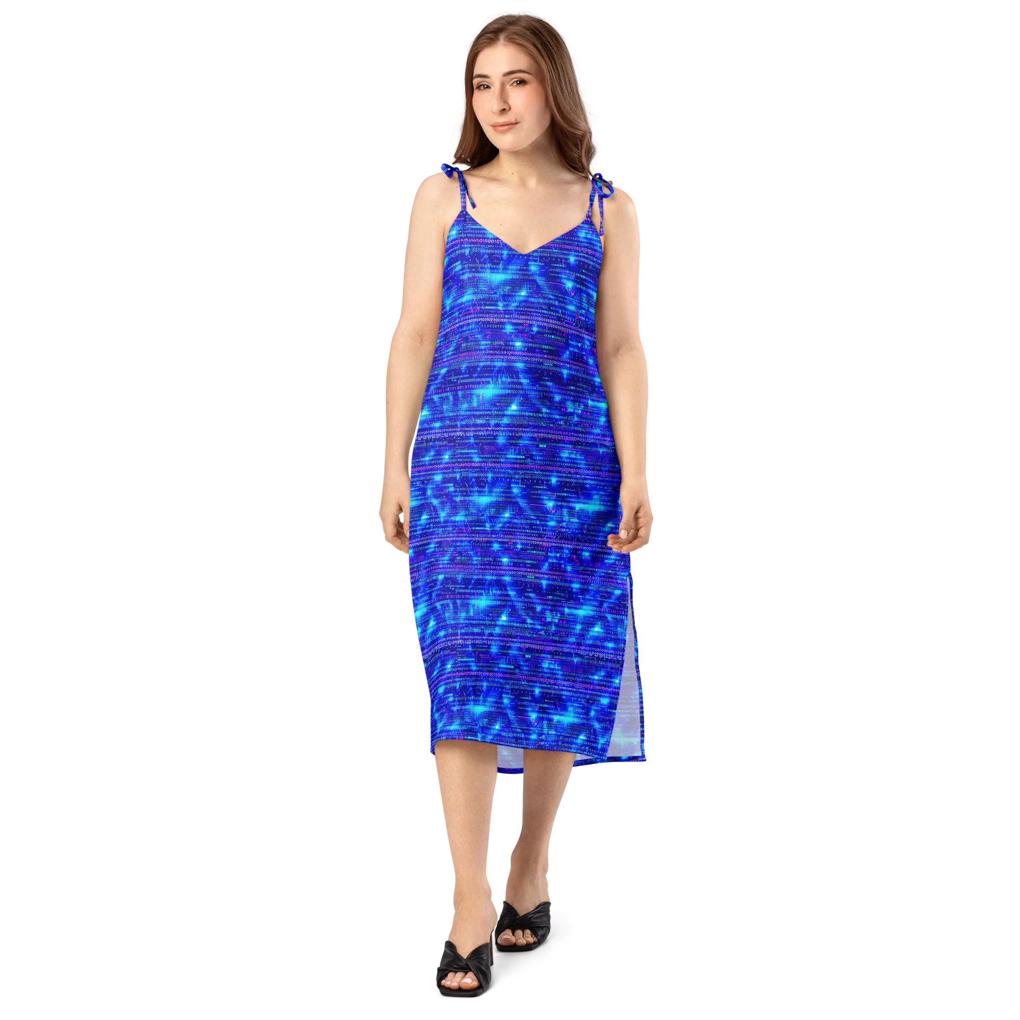 Neon Cipher on Slip Dress — Front