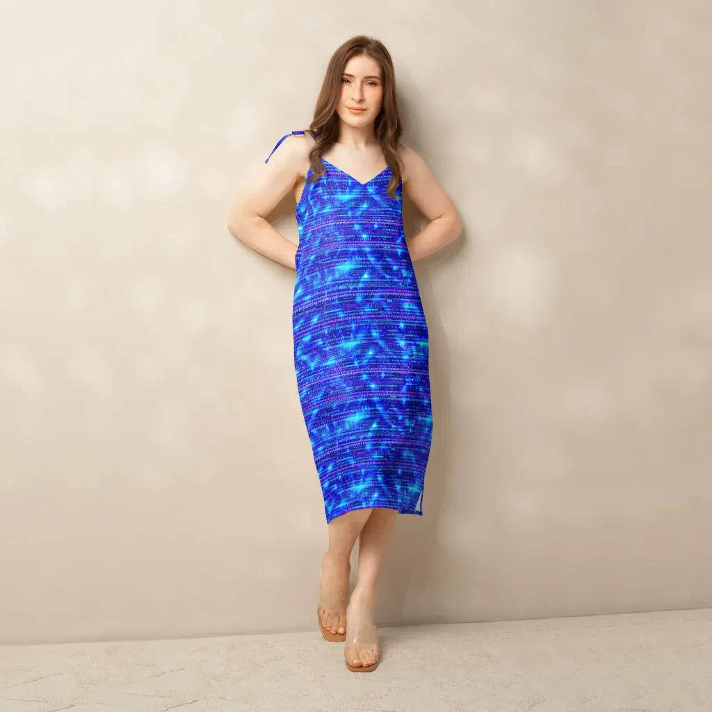 Neon Cipher on Slip Dress — Back print