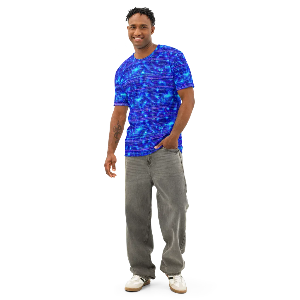 Neon Cipher on Men's Cotton Crew Neck T-Shirt — Front