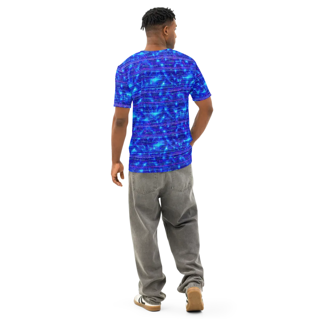 Neon Cipher on Men's Cotton Crew Neck T-Shirt — Back