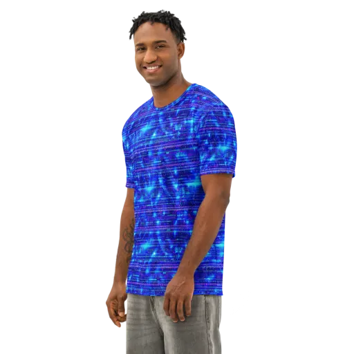 Neon Cipher on a Men's Cotton Crew Neck T-Shirt