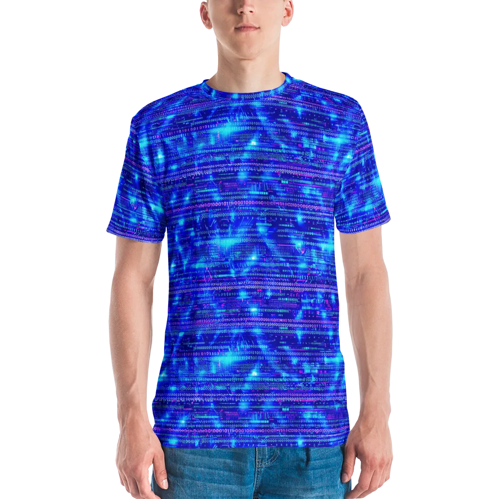 Neon Cipher on Men's Crew Neck T-Shirt — Front