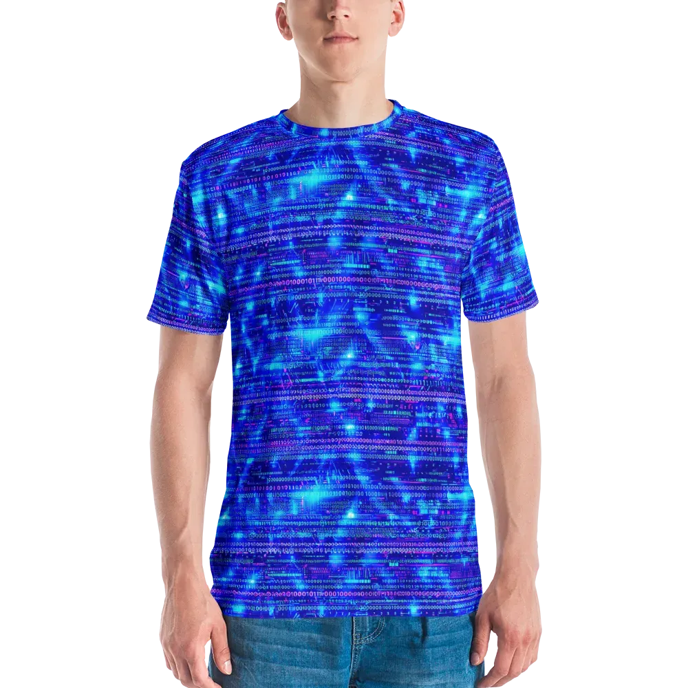 Neon Cipher on Men's Crew Neck T-Shirt — Front
