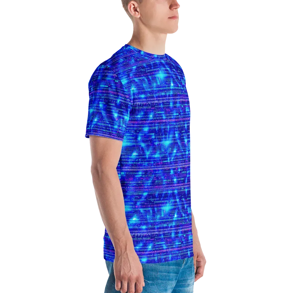 Neon Cipher on Men's Crew Neck T-Shirt — Right
