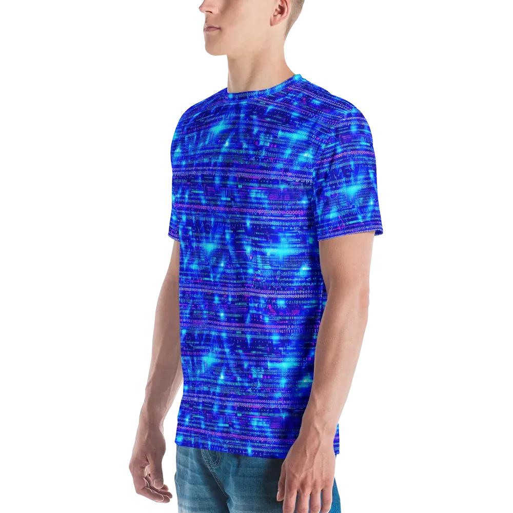 Neon Cipher on Men's Crew Neck T-Shirt — Left