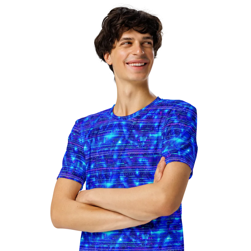 Neon Cipher on Men's Crew Neck T-Shirt — Front print