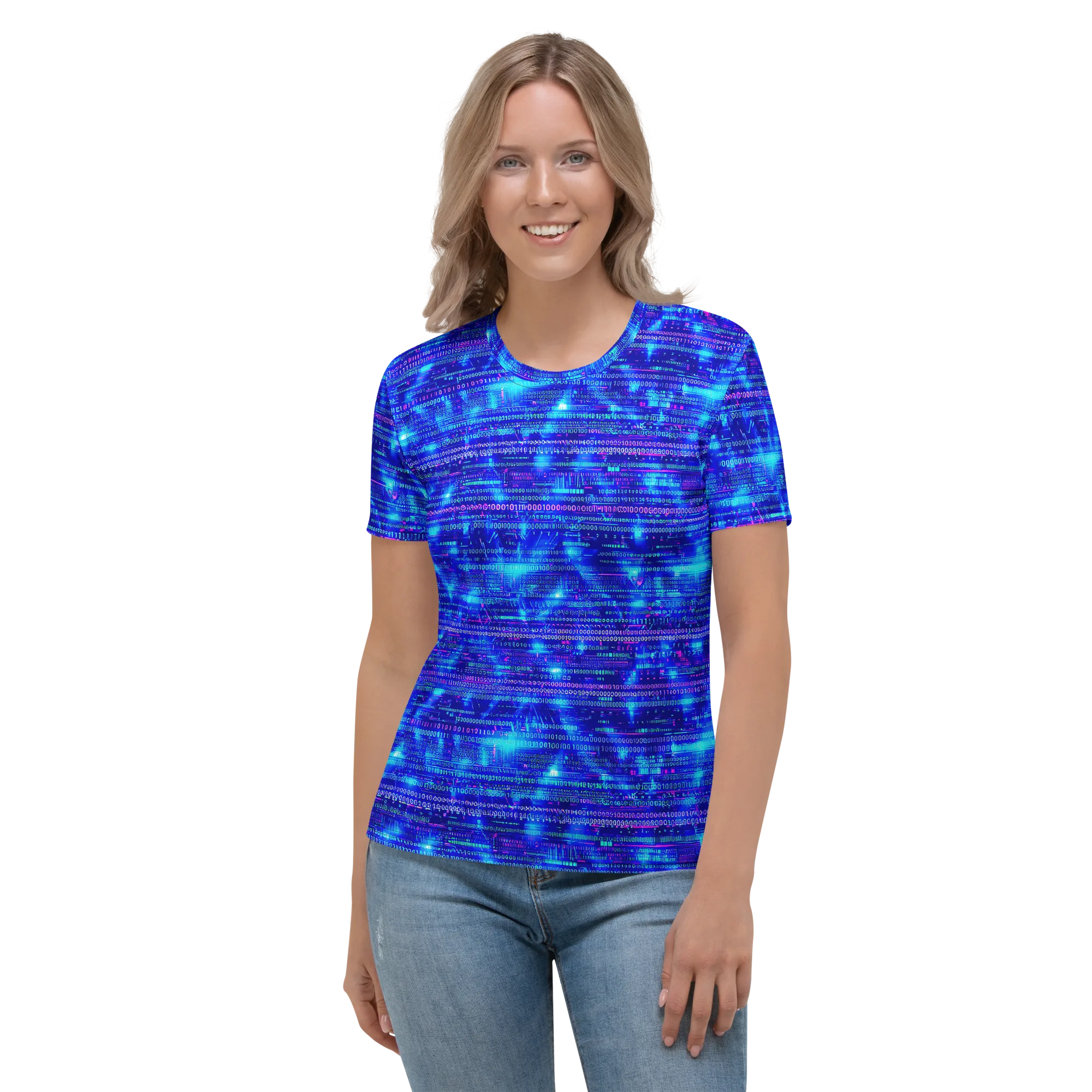 Neon Cipher on Women's Crew Neck T-Shirt — Front