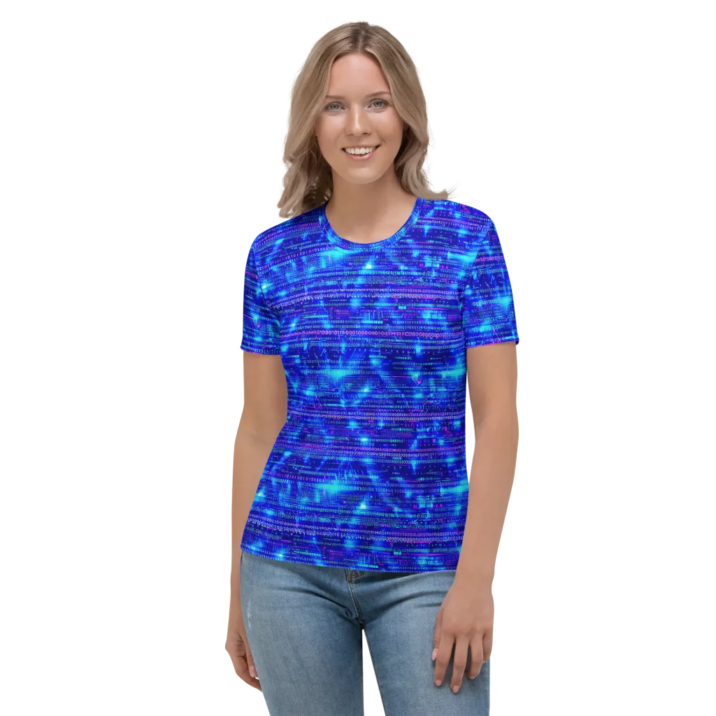 Neon Cipher on Women's Crew Neck T-Shirt — Front
