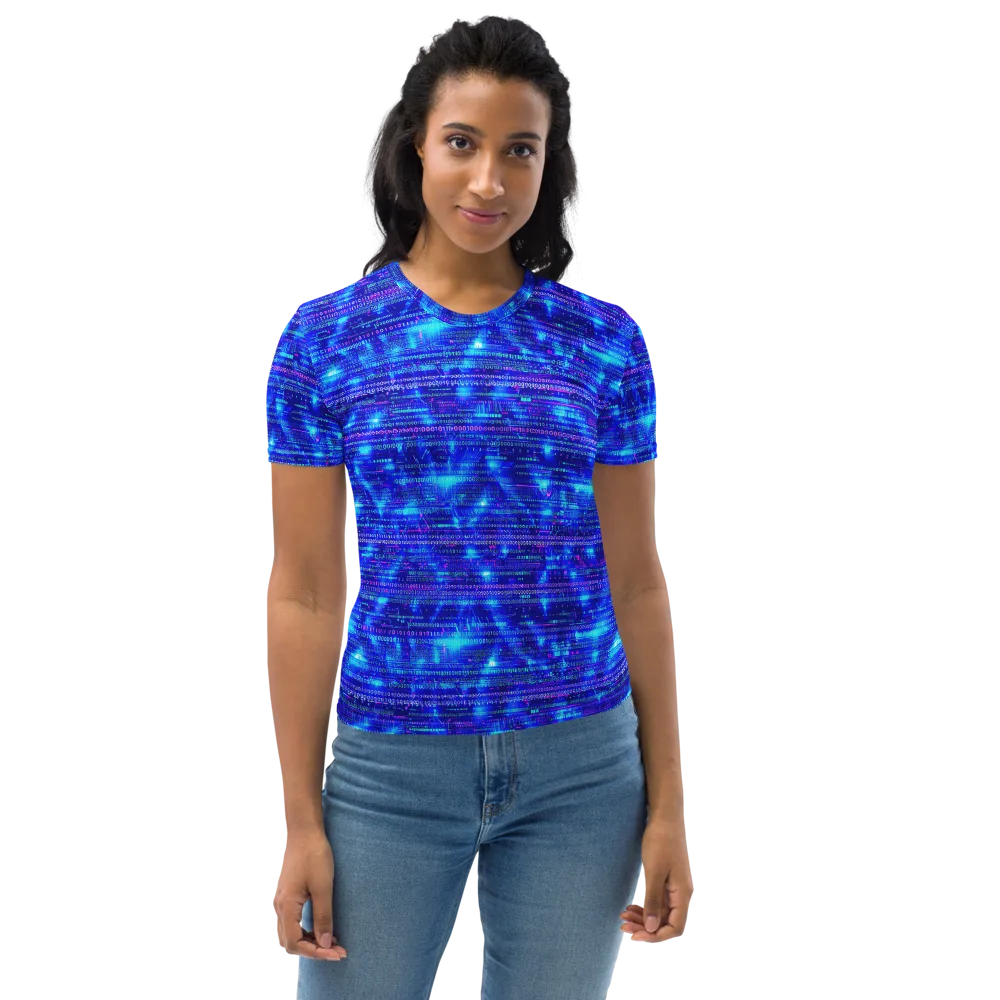 Neon Cipher on Women's Crew Neck T-Shirt — Back print