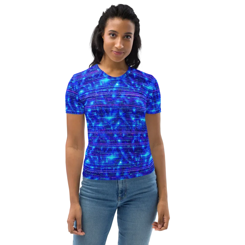 Neon Cipher on Women's Crew Neck T-Shirt — Back print