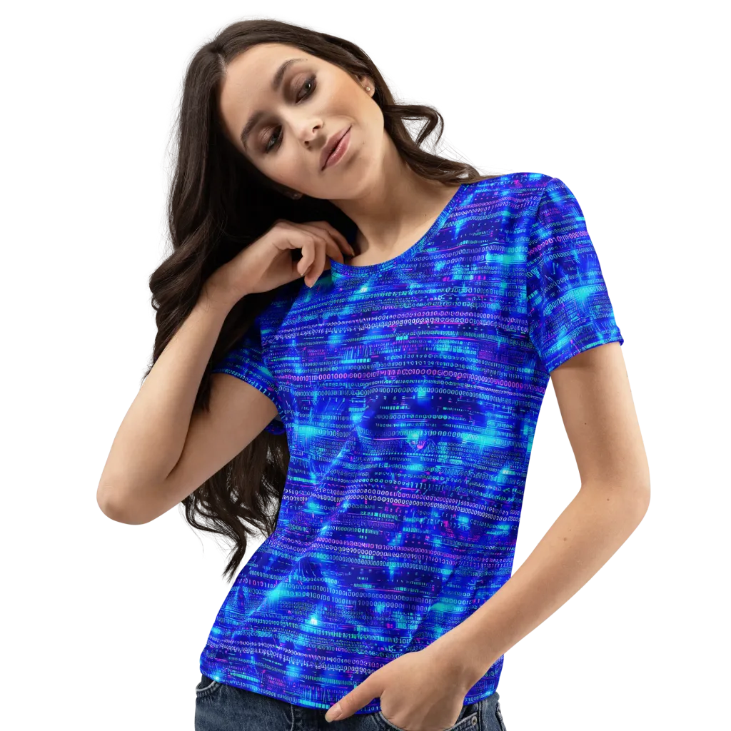 Neon Cipher on Women's Crew Neck T-Shirt — Print file