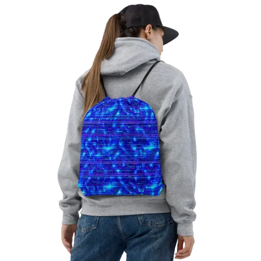 Neon Cipher on a Drawstring Bag