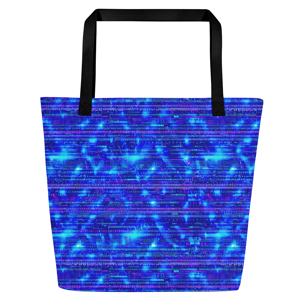 Neon Cipher on Large Tote Bag W/ Pocket — Front