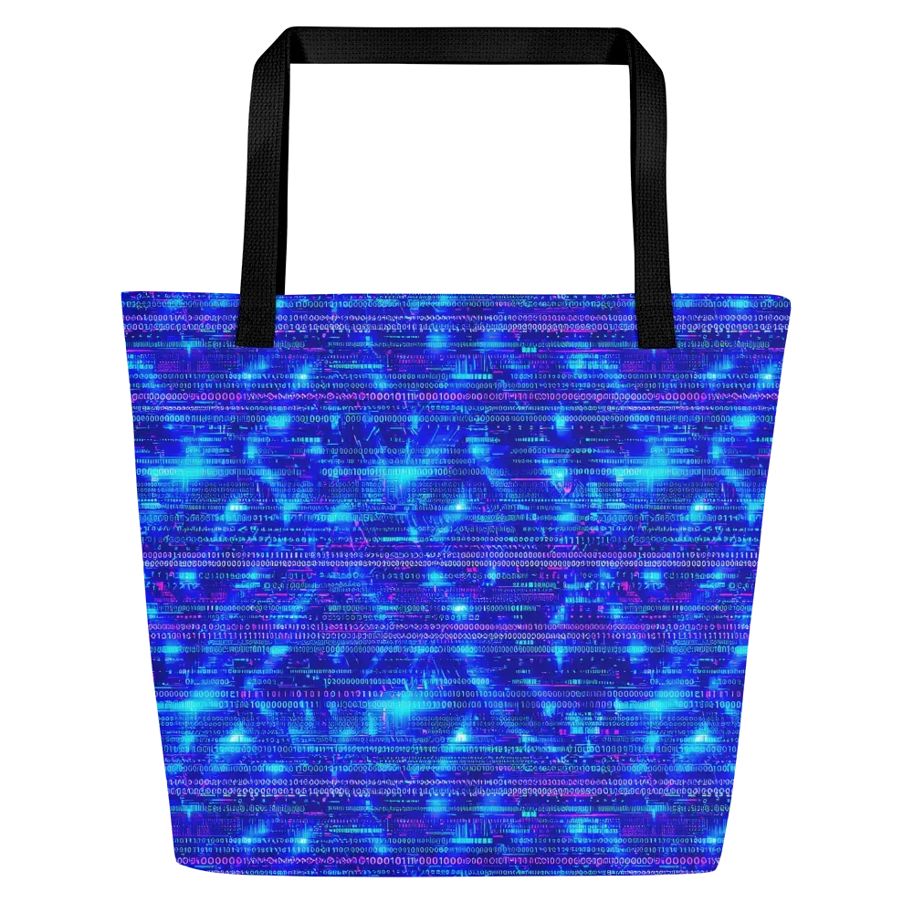 Neon Cipher on Large Tote Bag W/ Pocket — Front