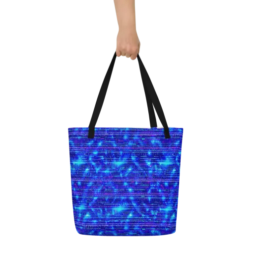 Neon Cipher on a Large Tote Bag W/ Pocket