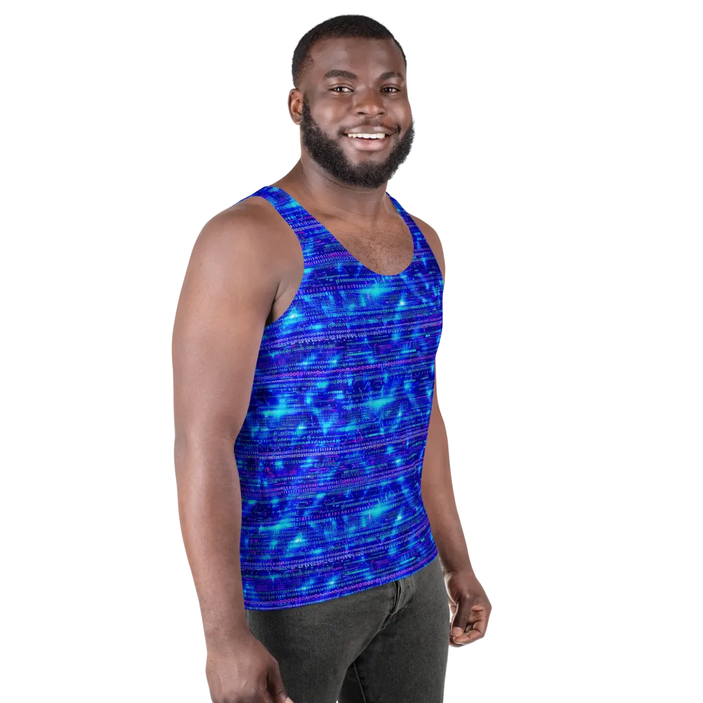 Neon Cipher on Men's Tank Top — Right Front