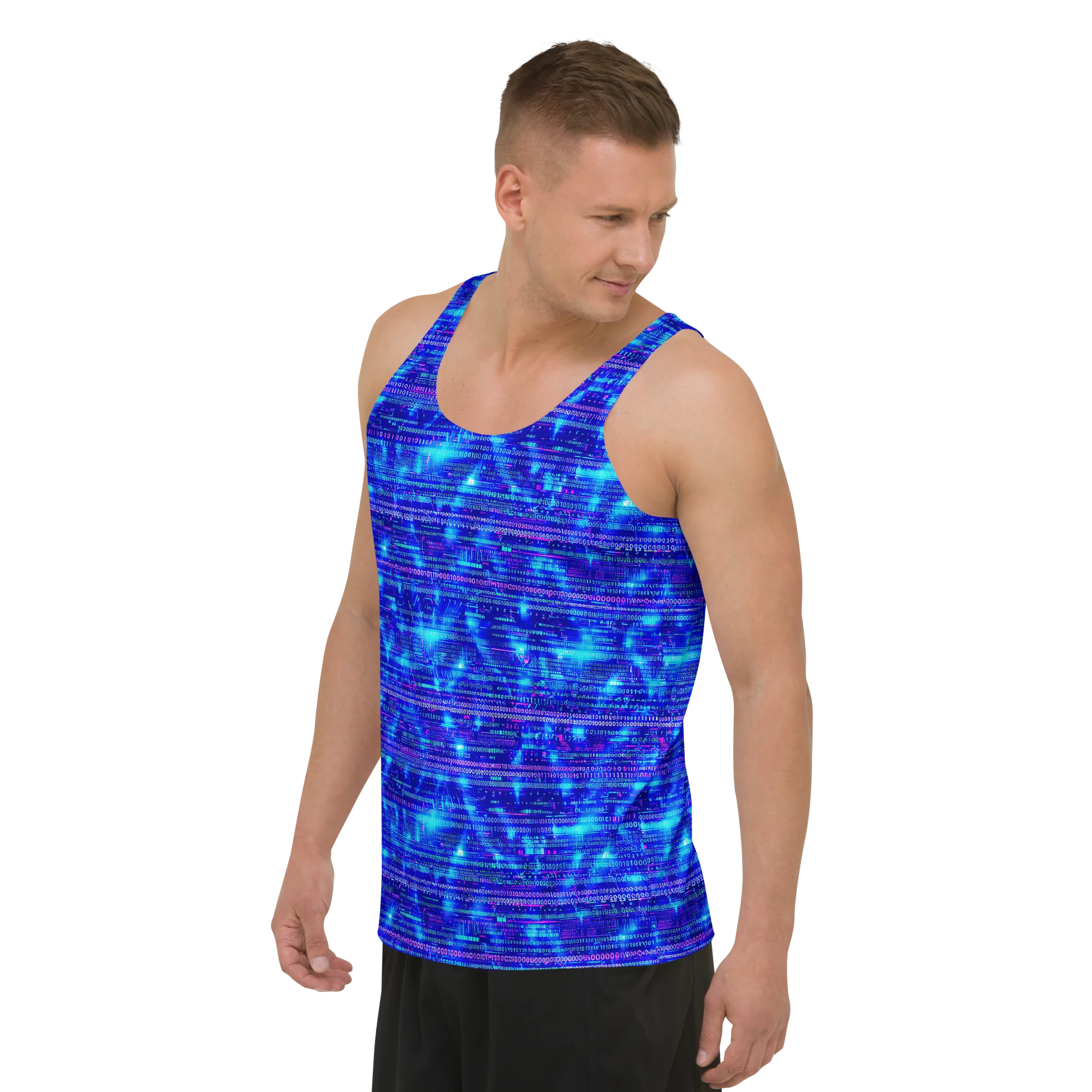 Neon Cipher on Men's Tank Top — Front print