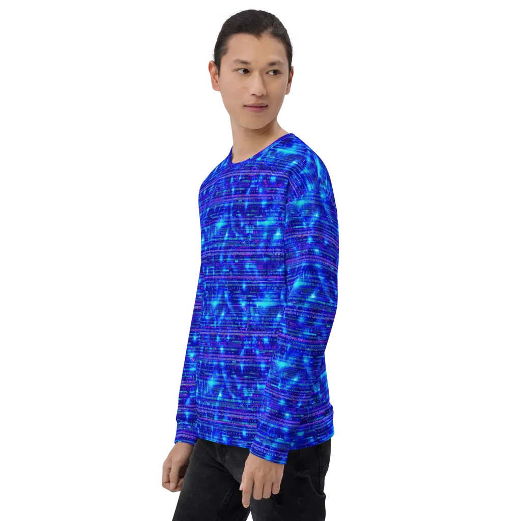 Neon Cipher on Sweatshirt — Left sleeve