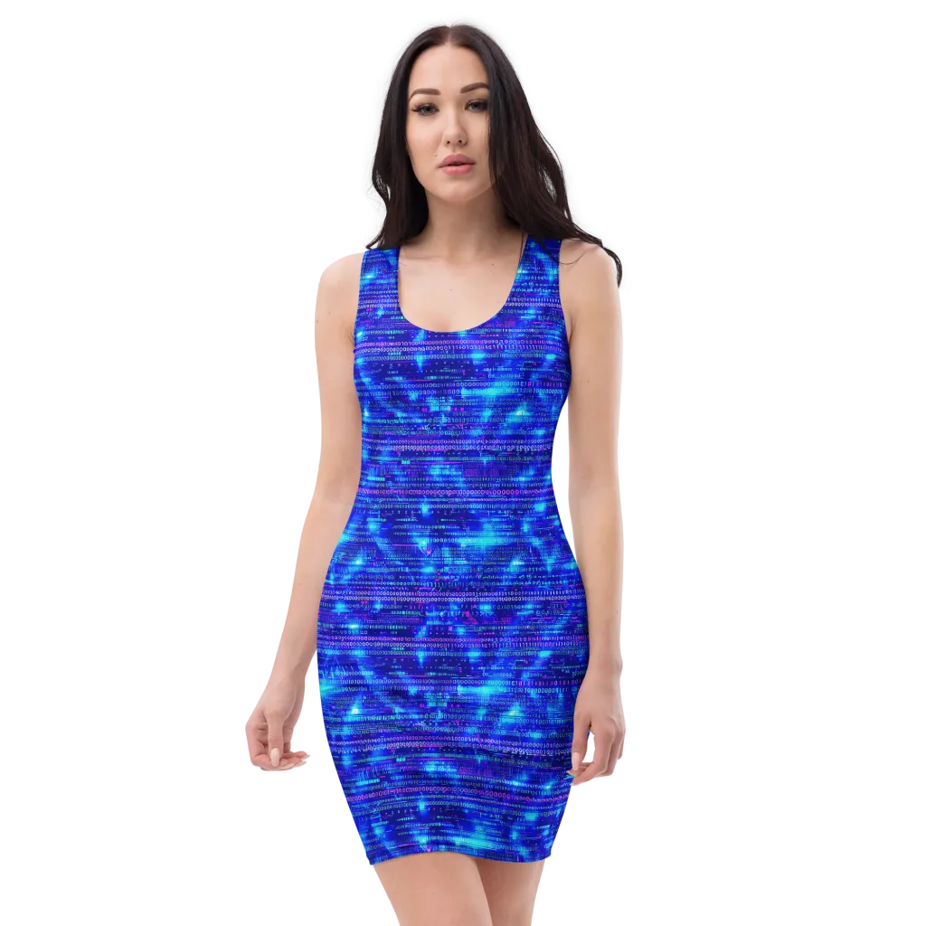 Neon Cipher on Bodycon Dress — Front