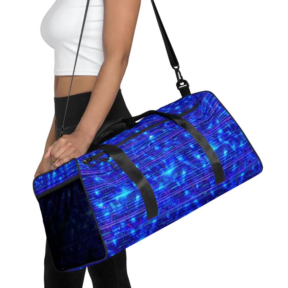 Neon Cipher on Duffle Bag — Front