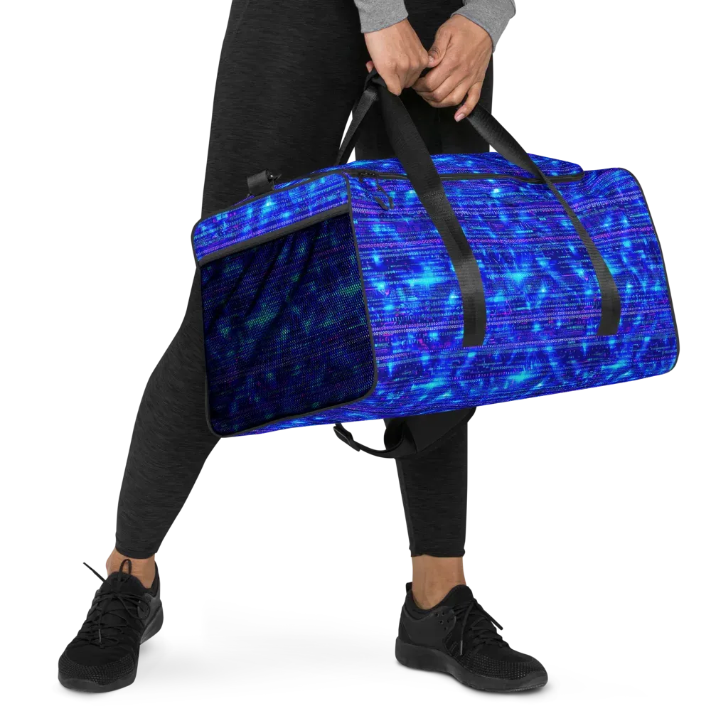 Neon Cipher on Duffle Bag — Right Front
