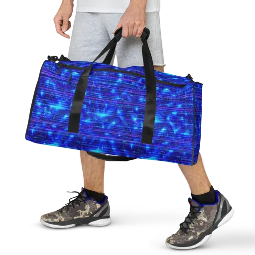 Neon Cipher on a Duffle Bag