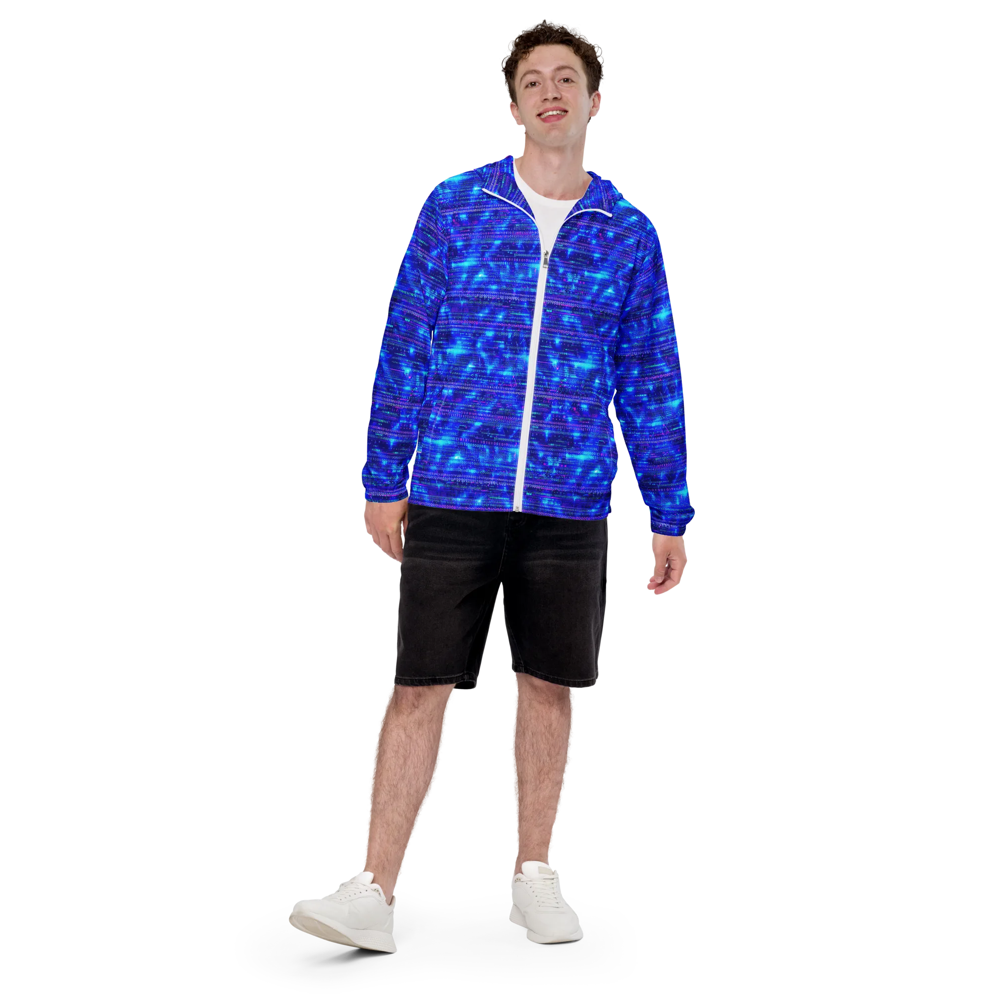 Neon Cipher on Men's Windbreaker — Front print