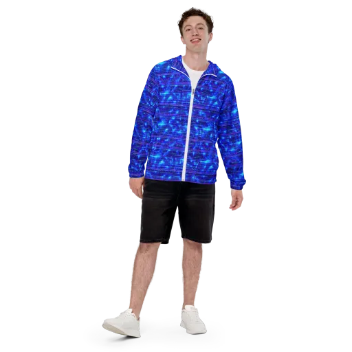 Neon Cipher on a Men's Windbreaker