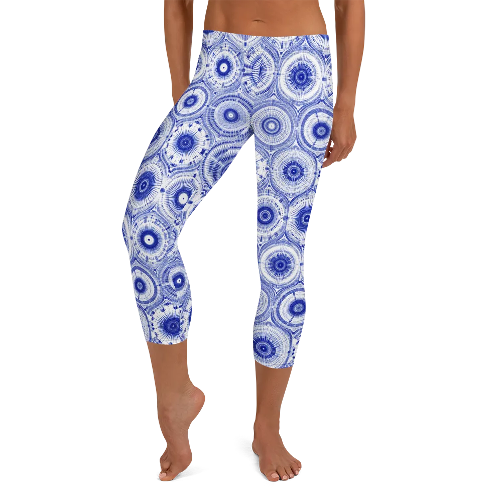 Indigo Circuit on Capri Leggings — Front
