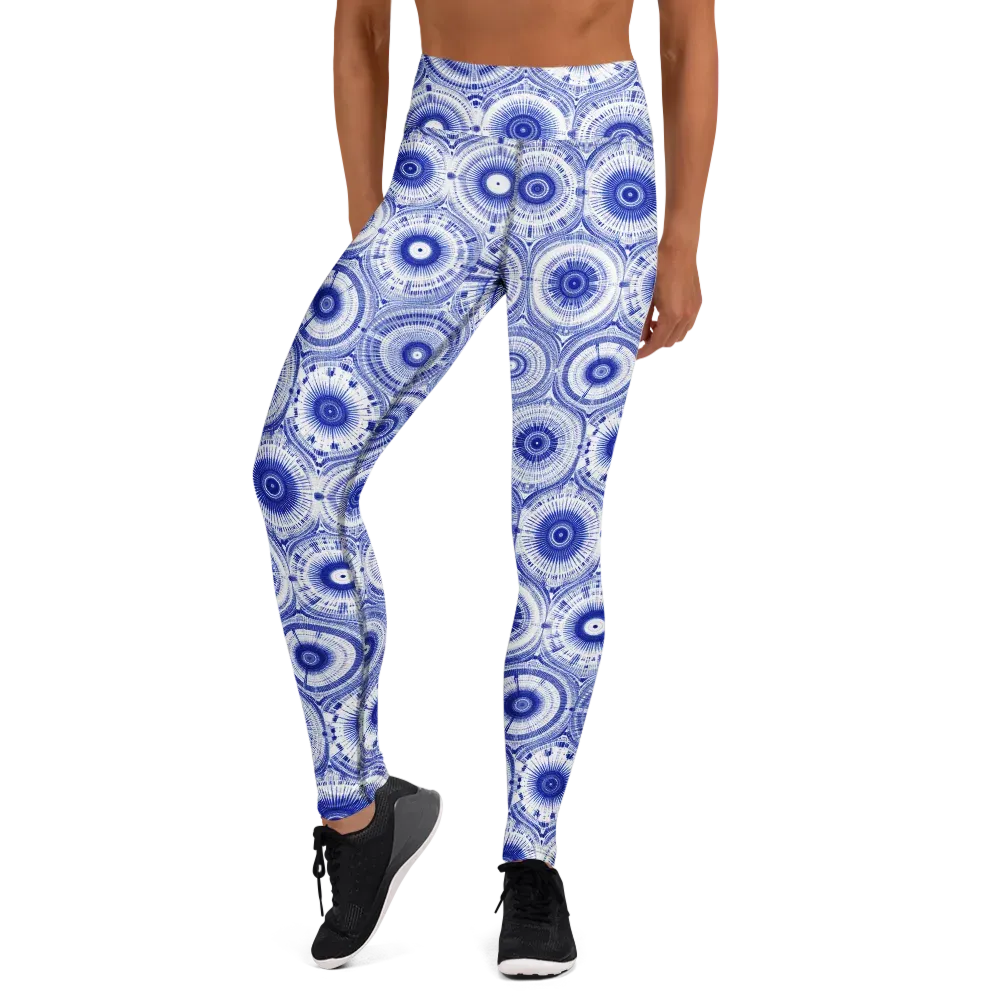 Indigo Circuit on Yoga Leggings — Front
