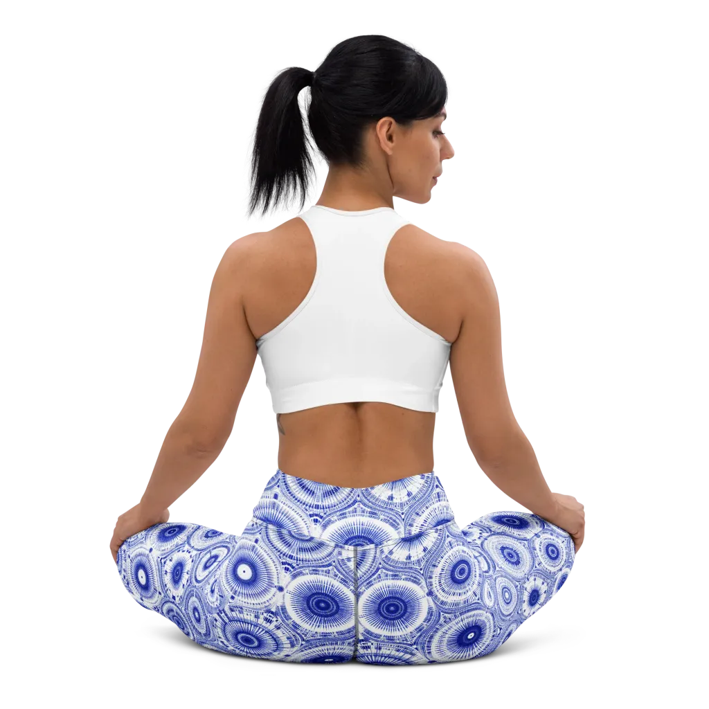 Indigo Circuit on Yoga Leggings — Back waist