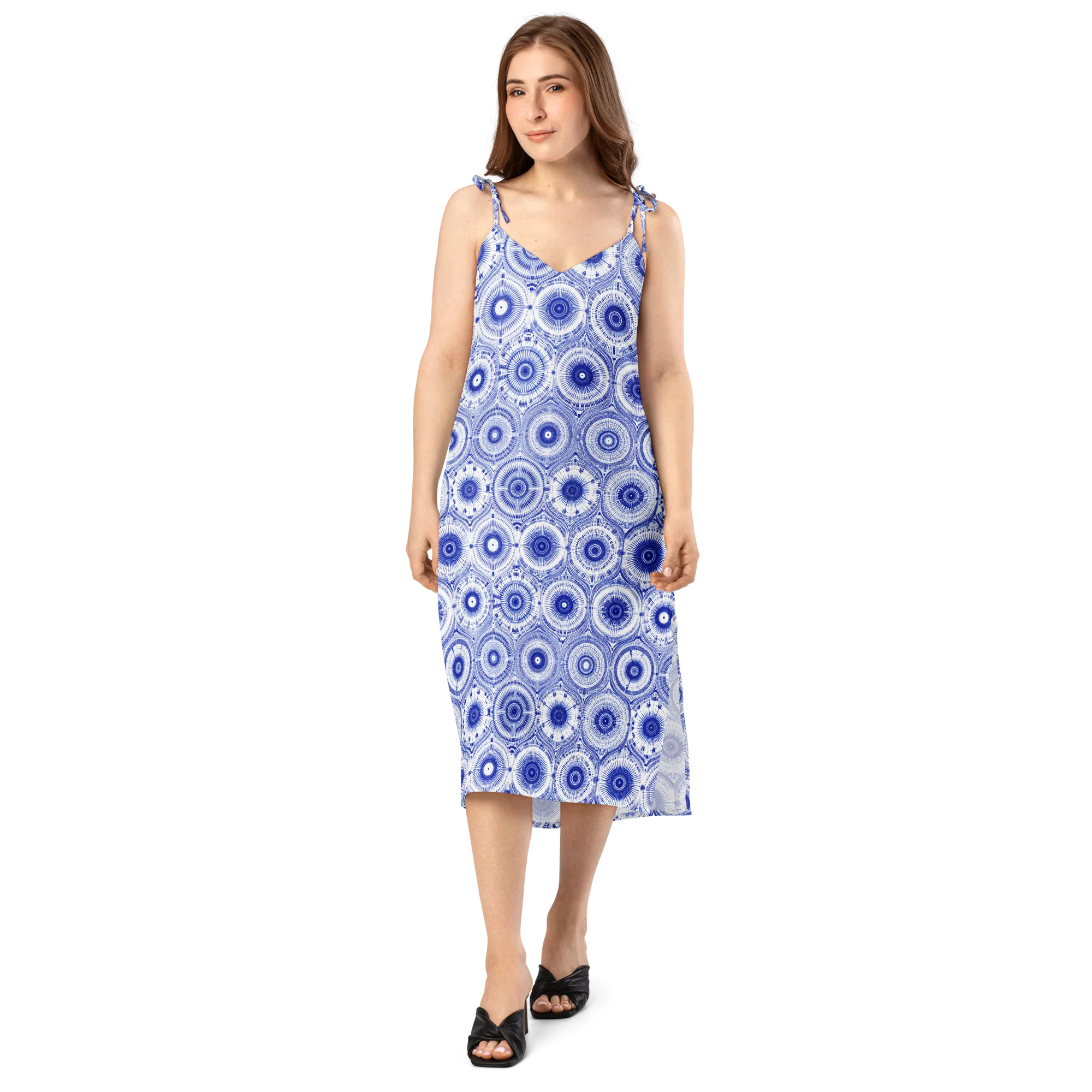 Indigo Circuit on Slip Dress — Front