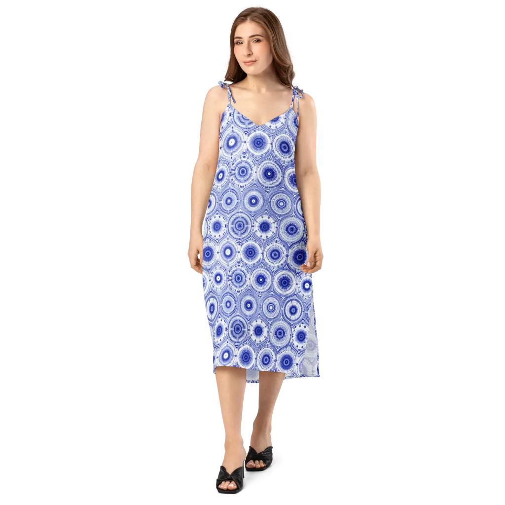 Indigo Circuit on Slip Dress — Front