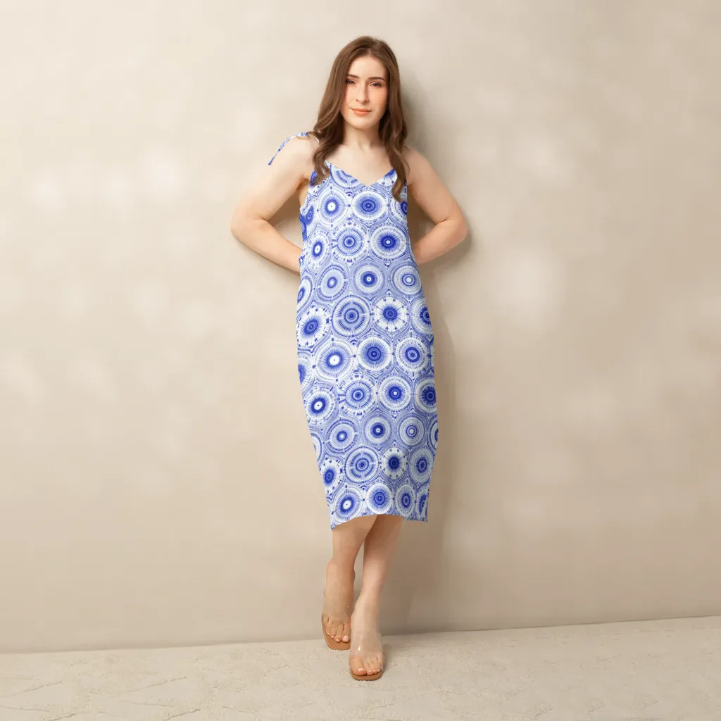 Indigo Circuit on Slip Dress — Back print