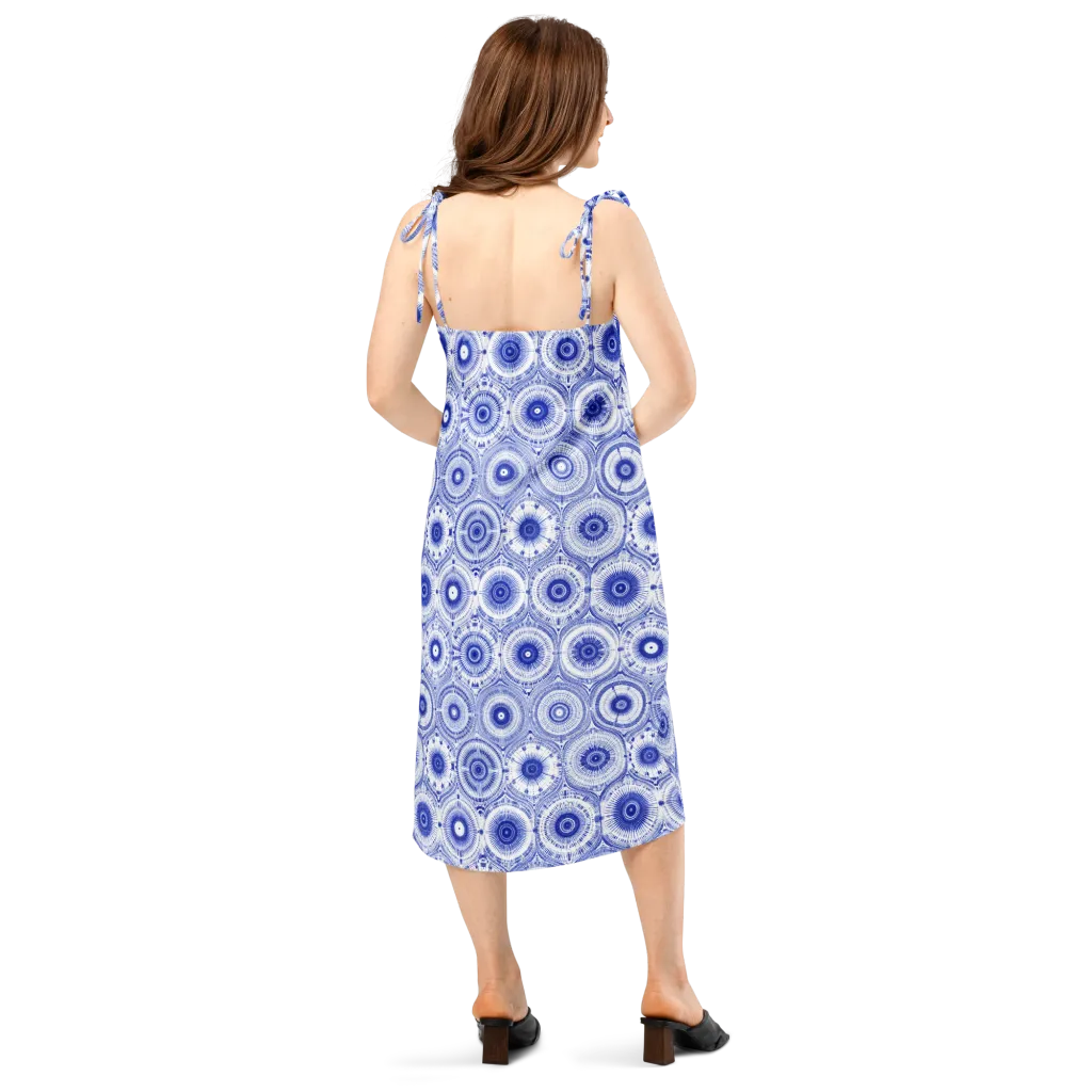 Indigo Circuit on Slip Dress — Back