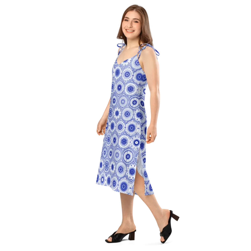 Indigo Circuit on Slip Dress — Left Front