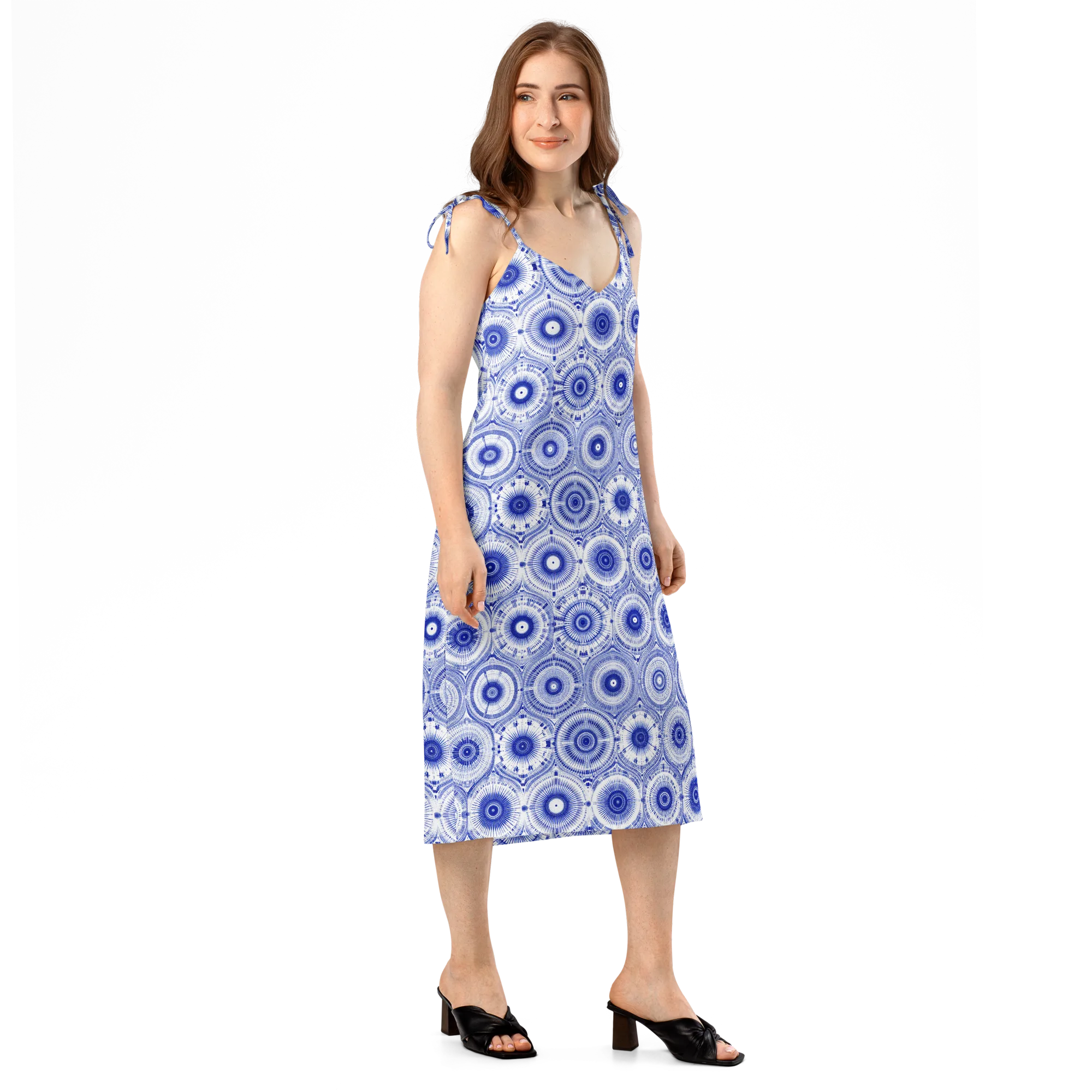 Indigo Circuit on Slip Dress — Right Front