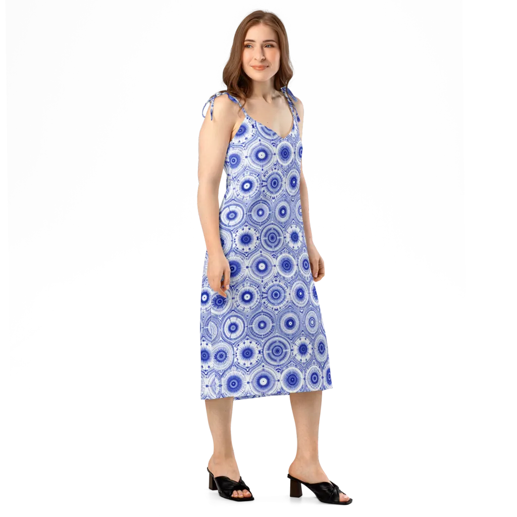 Indigo Circuit on Slip Dress — Right Front