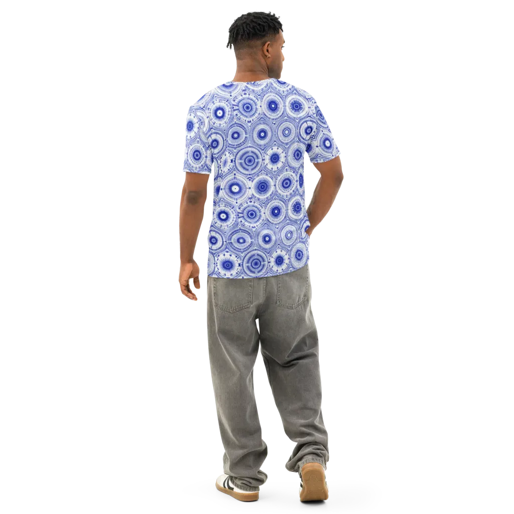 Indigo Circuit on Men's Cotton Crew Neck T-Shirt — Back
