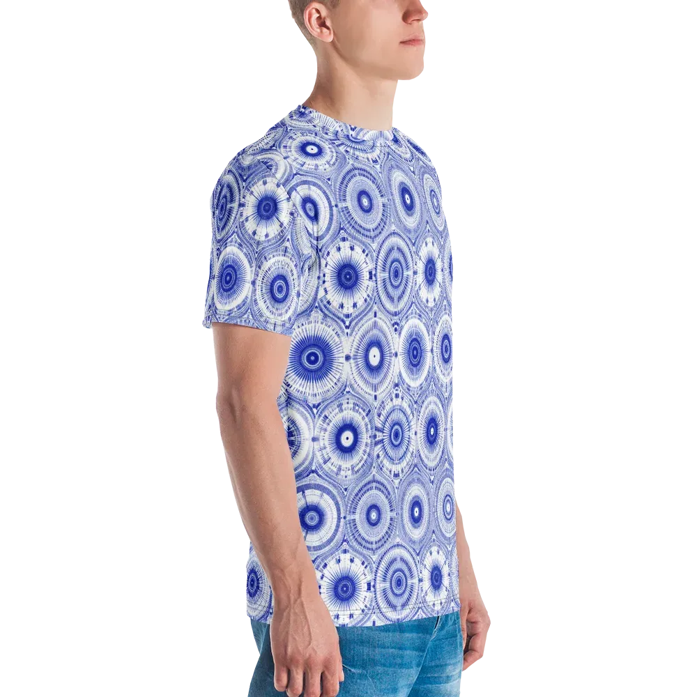 Indigo Circuit on Men's Crew Neck T-Shirt — Right
