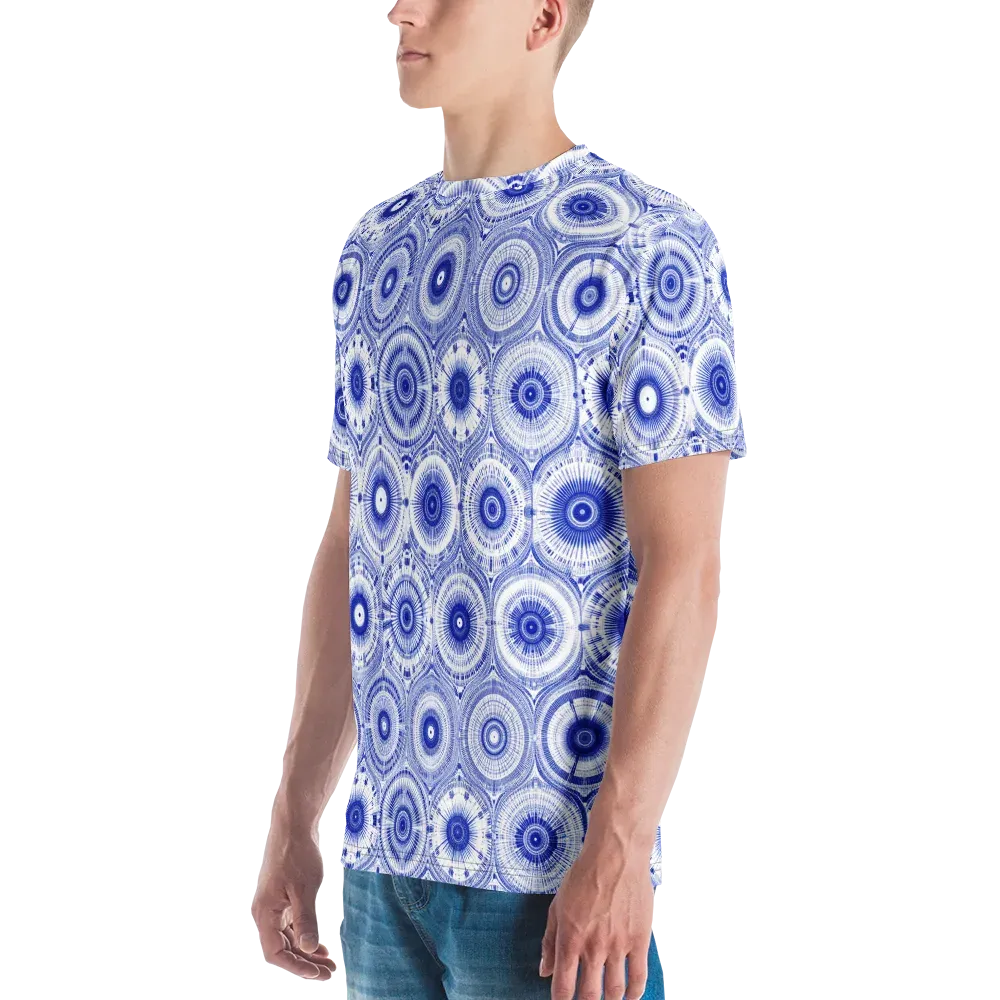 Indigo Circuit on Men's Crew Neck T-Shirt — Left