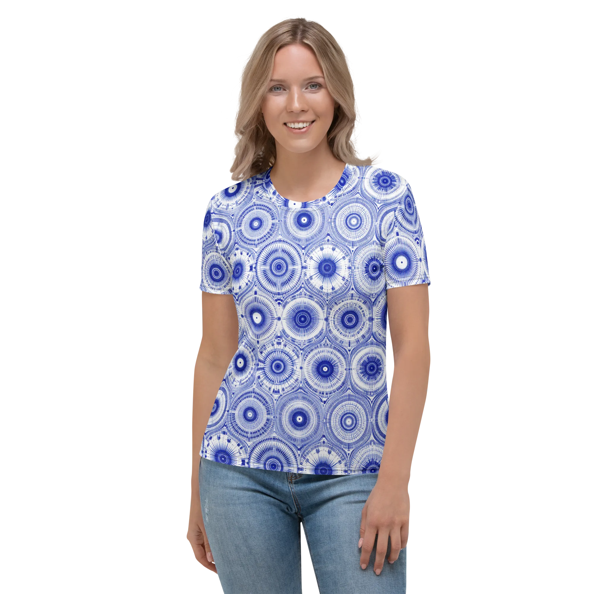 Indigo Circuit on Women's Crew Neck T-Shirt — Front