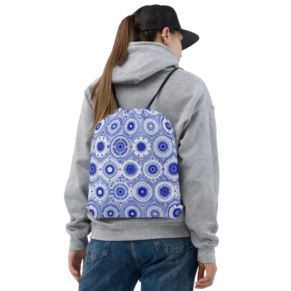 Indigo Circuit on Drawstring Bag — Front
