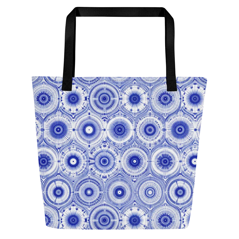Indigo Circuit on Large Tote Bag W/ Pocket — Front