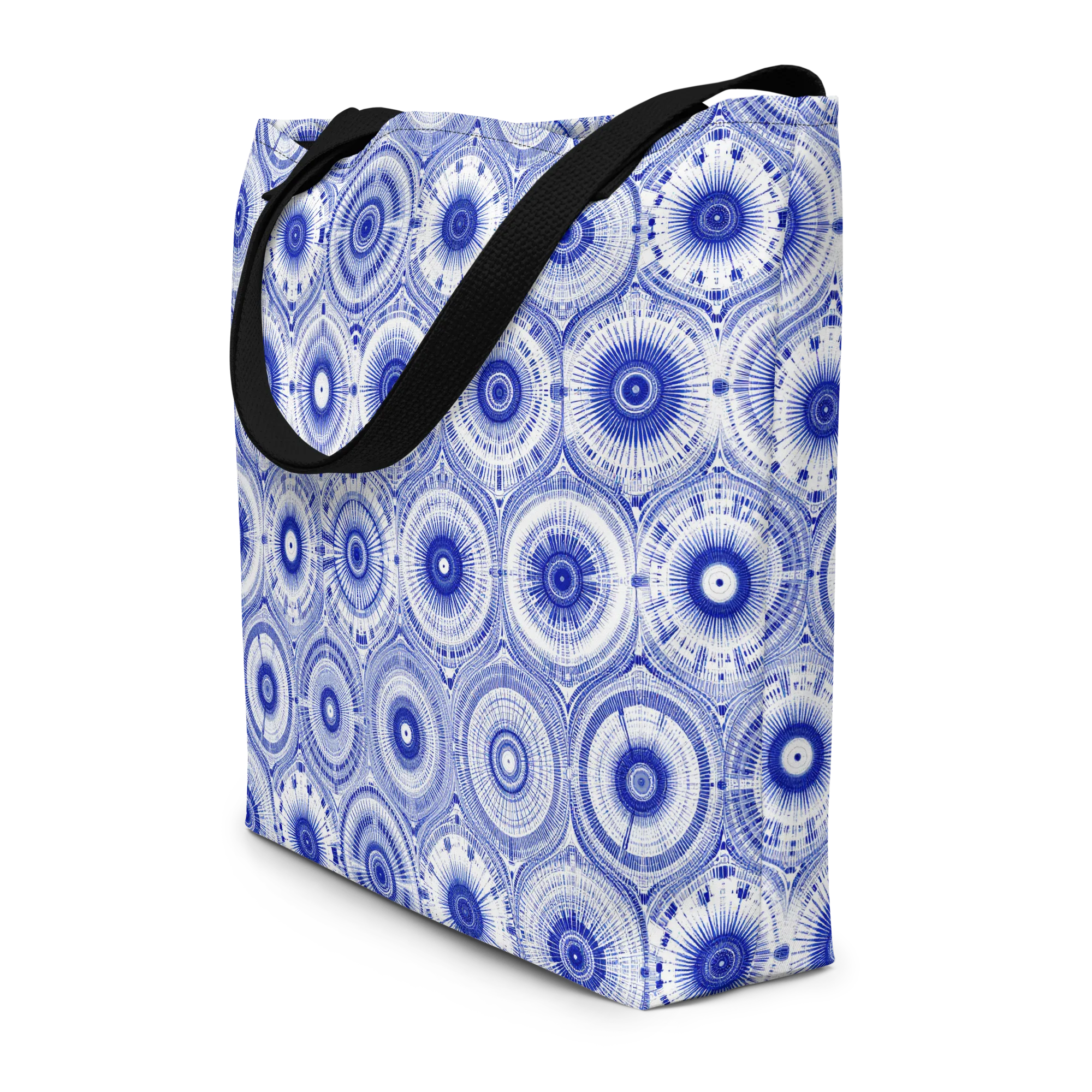 Indigo Circuit on Large Tote Bag W/ Pocket — Print file