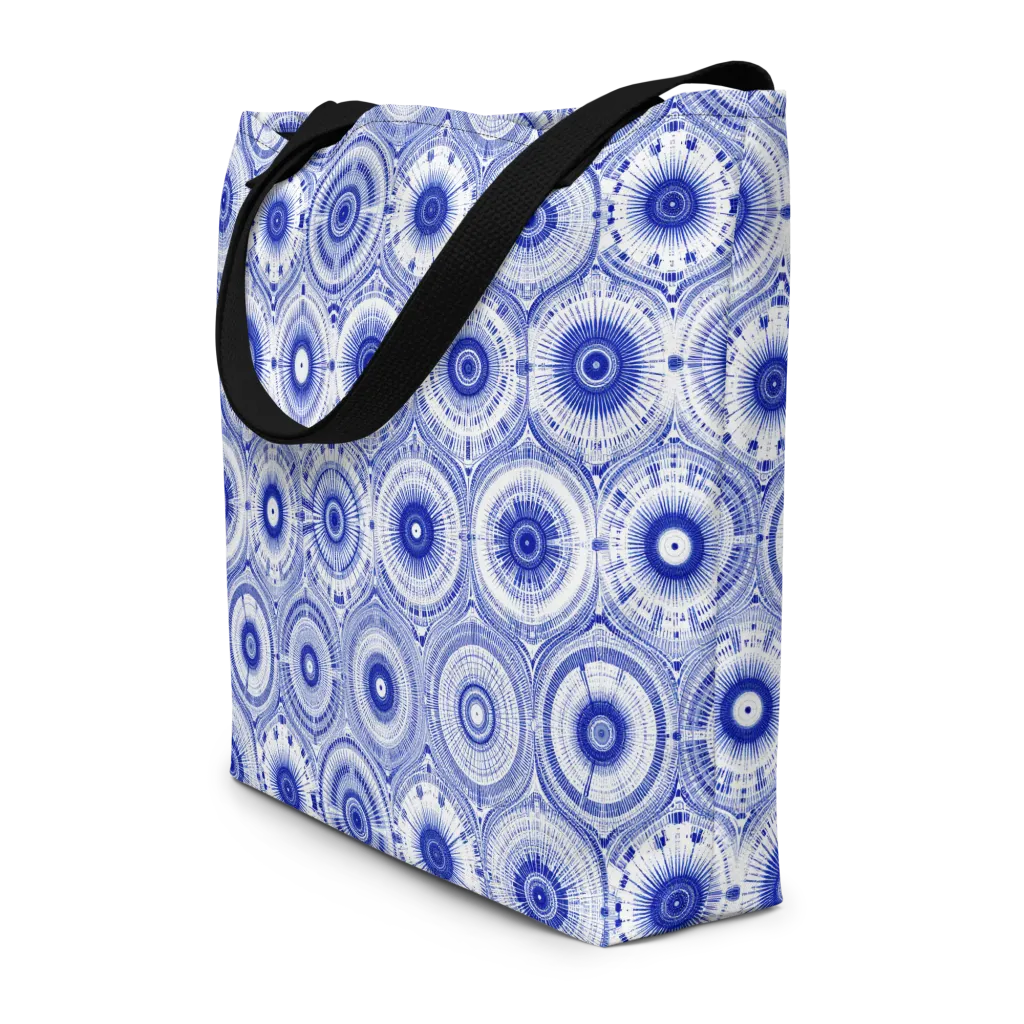 Indigo Circuit on Large Tote Bag W/ Pocket — Print file
