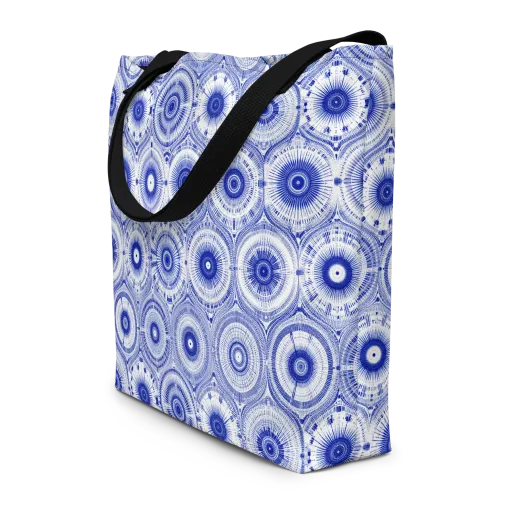 Indigo Circuit on a Large Tote Bag W/ Pocket