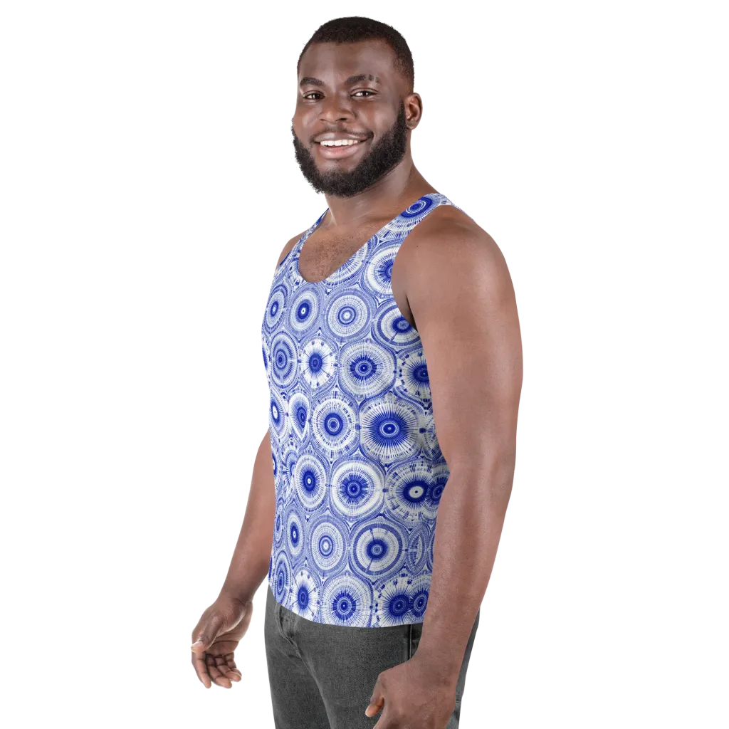 Indigo Circuit on Men's Tank Top — Left Front