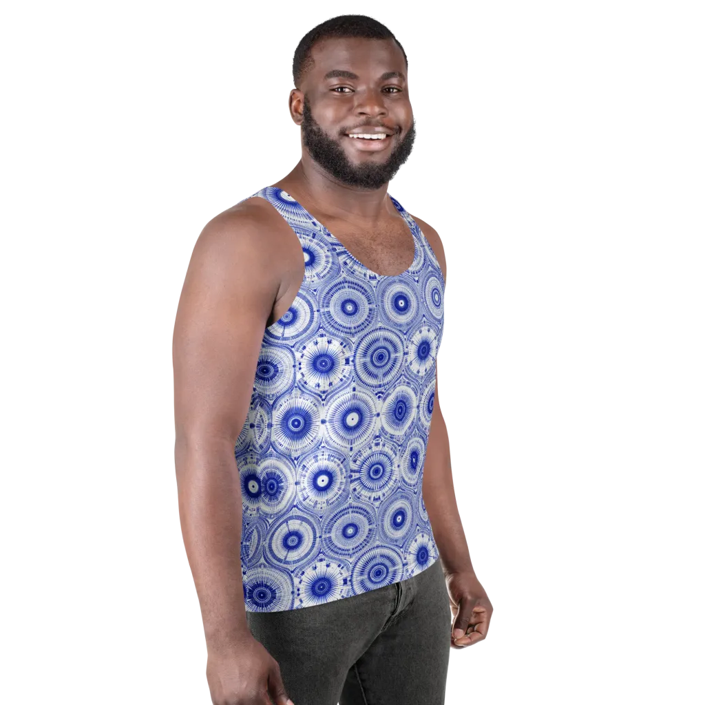 Indigo Circuit on Men's Tank Top — Right Front